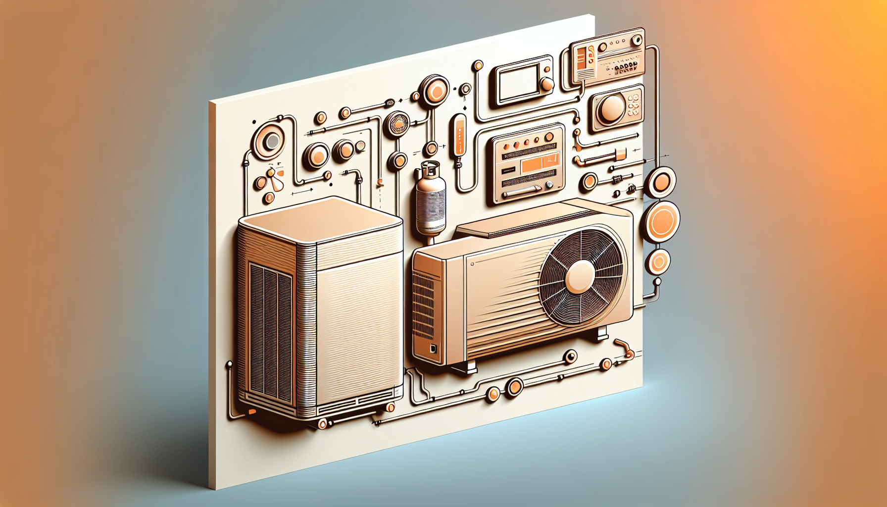 Illustration of vintage electronic equipment and components on a stylized 3D pop-up card against a gradient background.